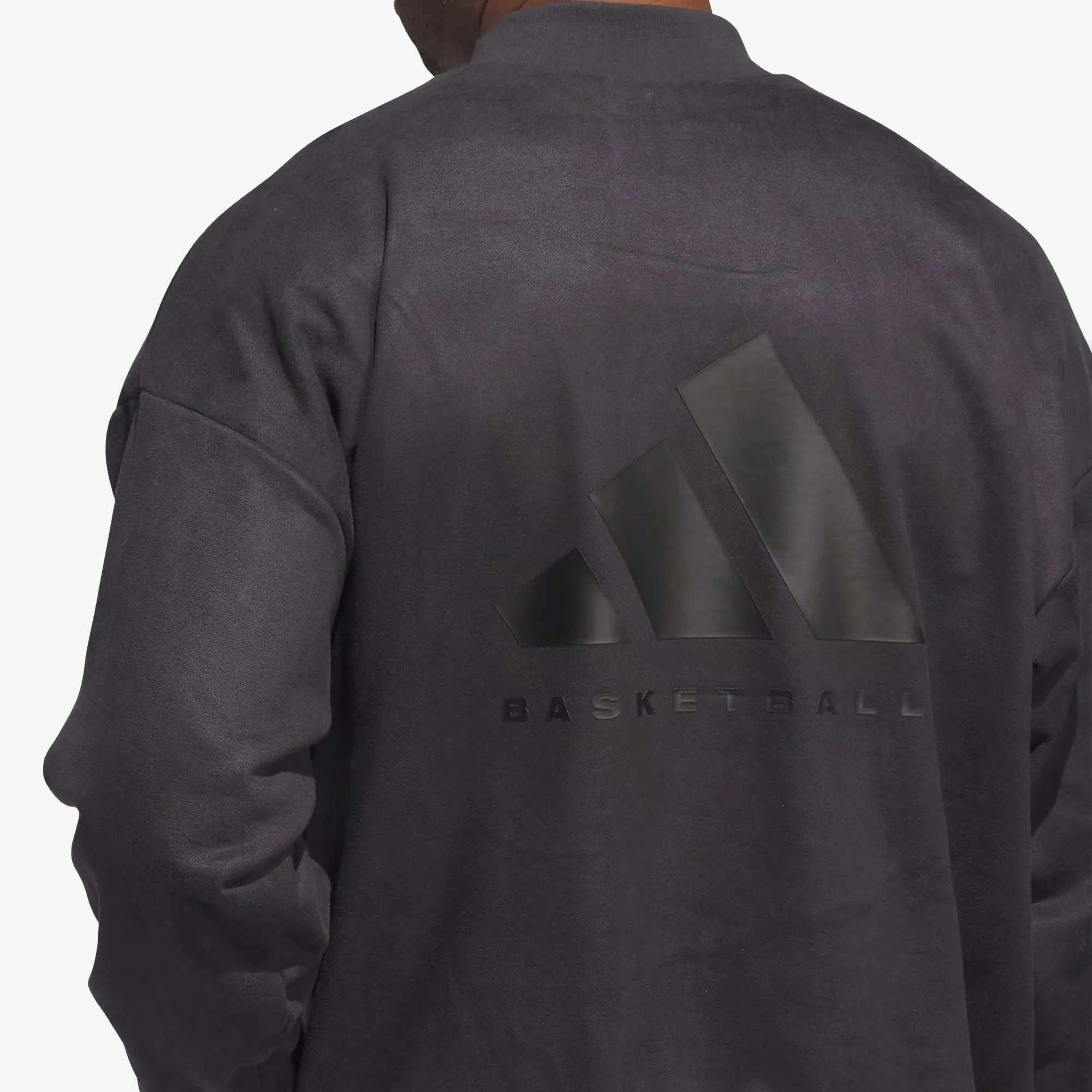 Sueded Crew Neck Basketball Sweatshirt in Carbon