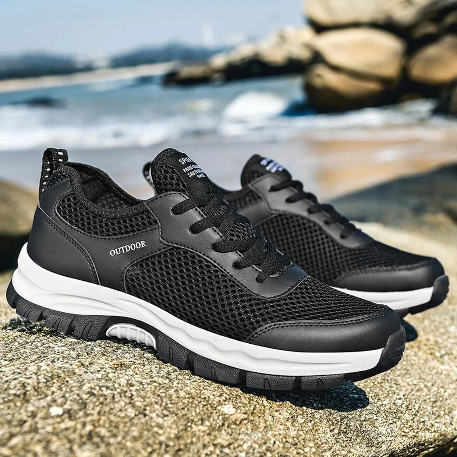 BORAMAX Black Sneakers Running Shoes for Men Shoes Shoes Casual Men's Hiking Shoes Trend Men's Lightweight Walking Shoes