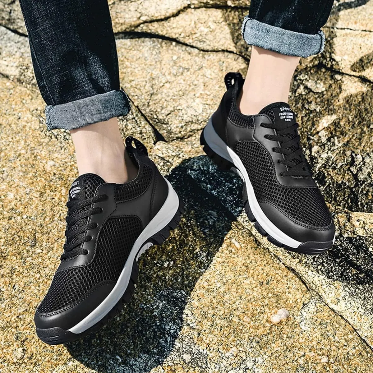 BORAMAX Black Sneakers Running Shoes for Men Shoes Shoes Casual Men's Hiking Shoes Trend Men's Lightweight Walking Shoes