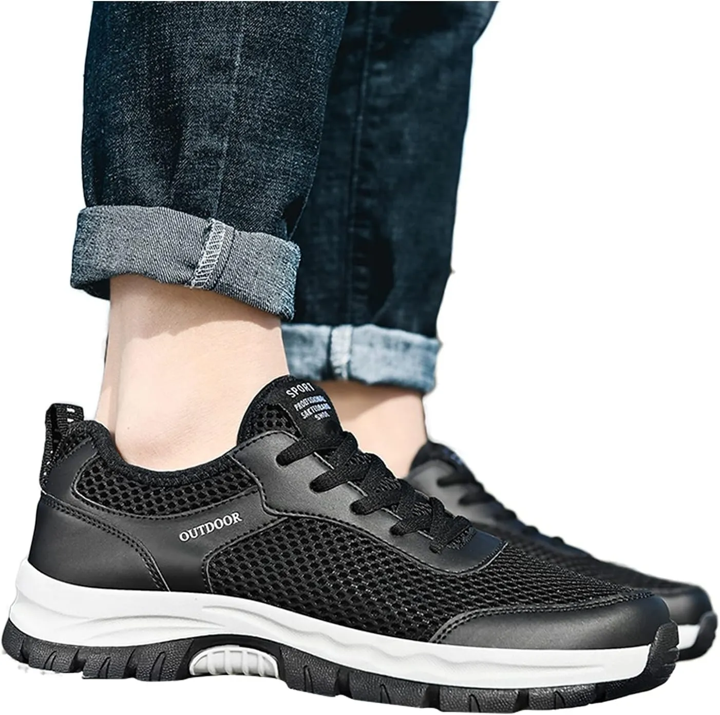 BORAMAX Black Sneakers Running Shoes for Men Shoes Shoes Casual Men's Hiking Shoes Trend Men's Lightweight Walking Shoes