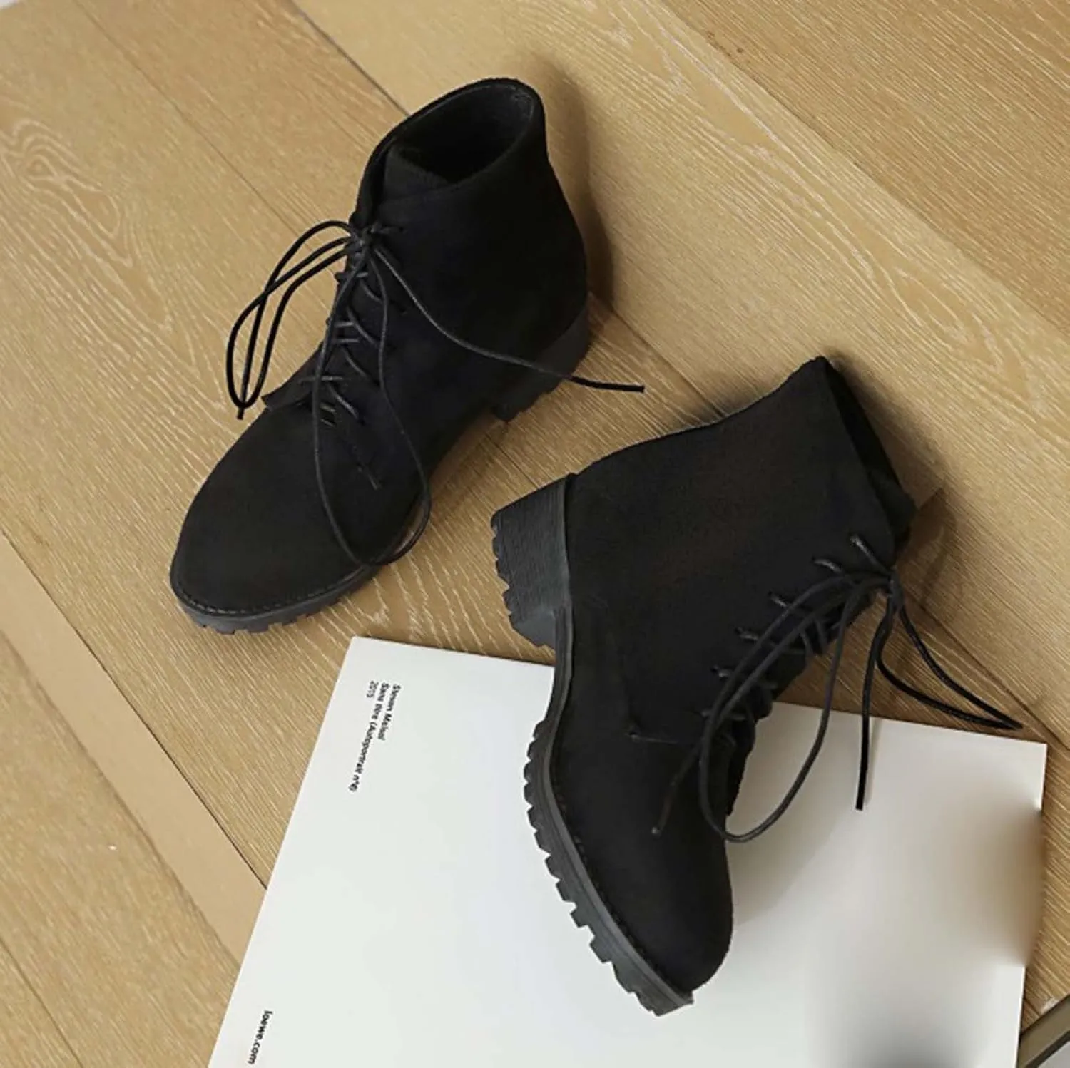 Fall Boots Women Ankle Comfortable Booties for Women Lace Up Ankle Boots Mens Casual Boot Casual Round Head Slip on Pointed Toe Leather Casual