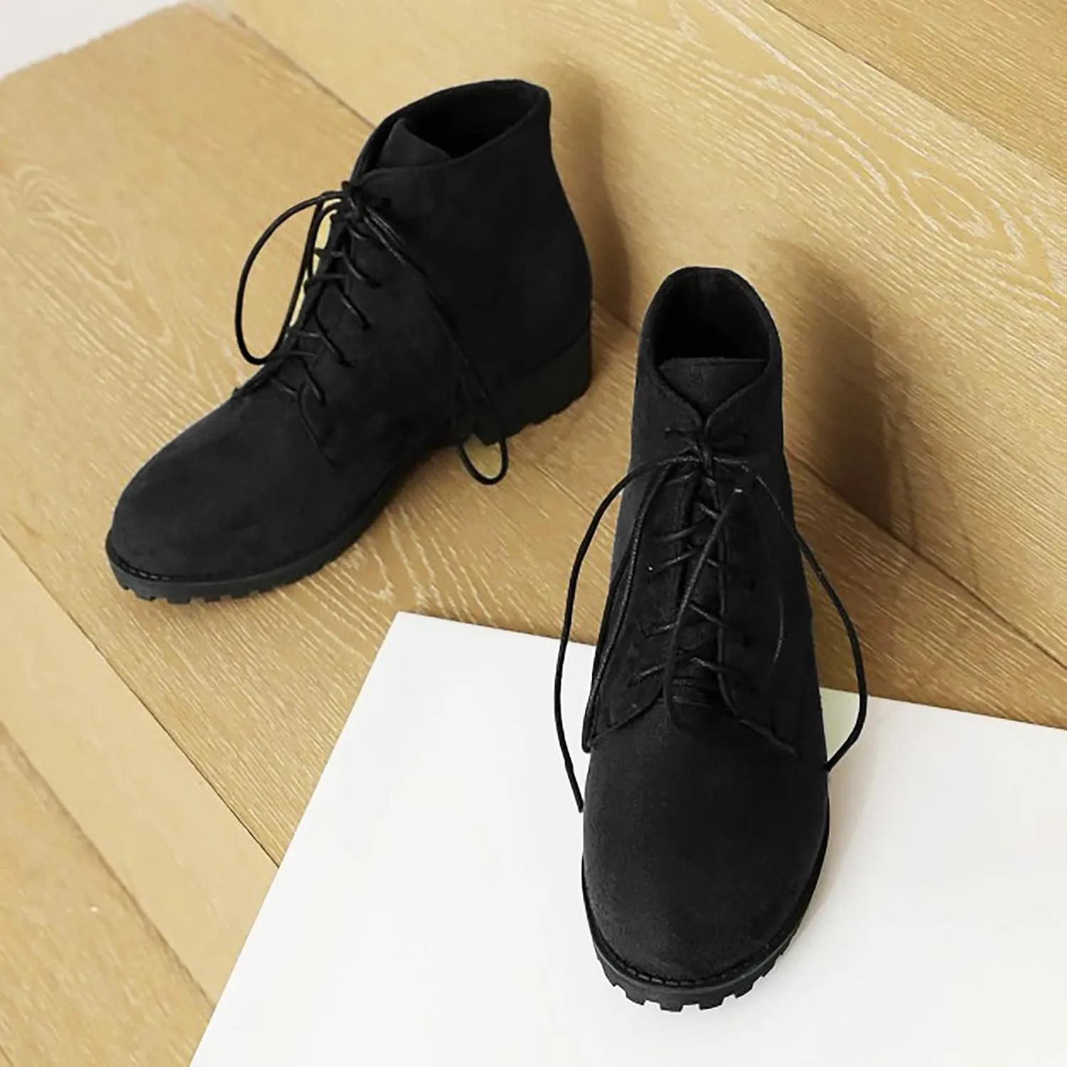 Fall Boots Women Ankle Comfortable Booties for Women Lace Up Ankle Boots Mens Casual Boot Casual Round Head Slip on Pointed Toe Leather Casual