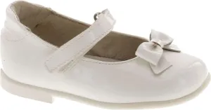 Girls 2711 European Leather Dress Flats Shoes,White Patent,21