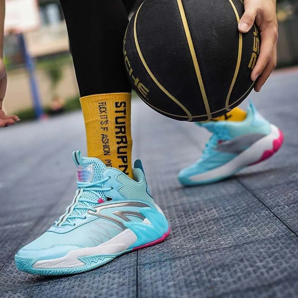 Men's Outdoor Basketball Shoes High top Rebound Wear-Resistant Shock-Absorbing Sports Running Training Boots