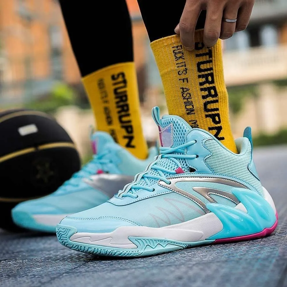 Men's Outdoor Basketball Shoes High top Rebound Wear-Resistant Shock-Absorbing Sports Running Training Boots