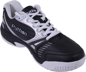 Python Deluxe Indoor Court Shoes (Racquetball, Squash, Badminton, Indoor Pickleball, Volleyball) (Low & Mid) (Black & White Colors) (Non-Slip) (Non-Marking)