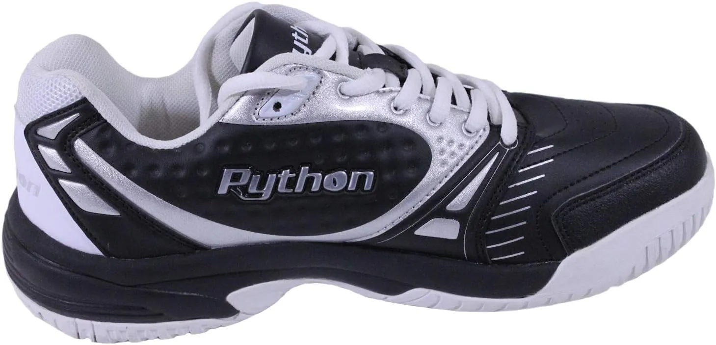 Python Deluxe Indoor Court Shoes (Racquetball, Squash, Badminton, Indoor Pickleball, Volleyball) (Low & Mid) (Black & White Colors) (Non-Slip) (Non-Marking)