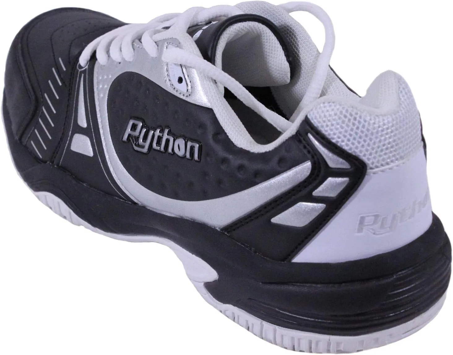 Python Deluxe Indoor Court Shoes (Racquetball, Squash, Badminton, Indoor Pickleball, Volleyball) (Low & Mid) (Black & White Colors) (Non-Slip) (Non-Marking)
